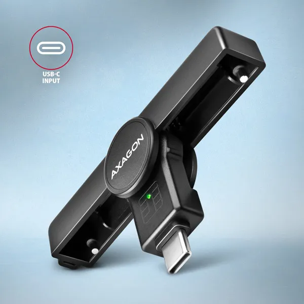 AXAGON CRE-SMPC, USB-C PocketReader čítačka kontaktných kariet ID card (eID klient)