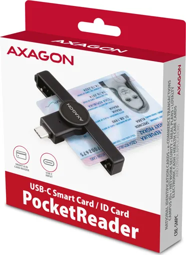 AXAGON CRE-SMPC, USB-C PocketReader čítačka kontaktných kariet ID card (eID klient)