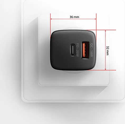 AXAGON ACU-PQ20, nabíjačka do siete 20W, 2x port (USB-A + USB-C), PD3.0/PPS/QC4+/AFC/Apple, čierna