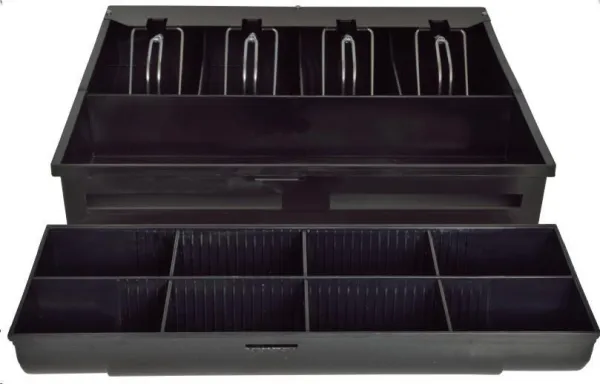 Virtuos pokladní zásuvka S-410C - s kabelem, pořadač 4/8, 9-24V, černá