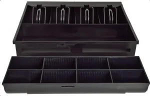Virtuos pokladní zásuvka S-410C - s kabelem, pořadač 4/8, 9-24V, černá