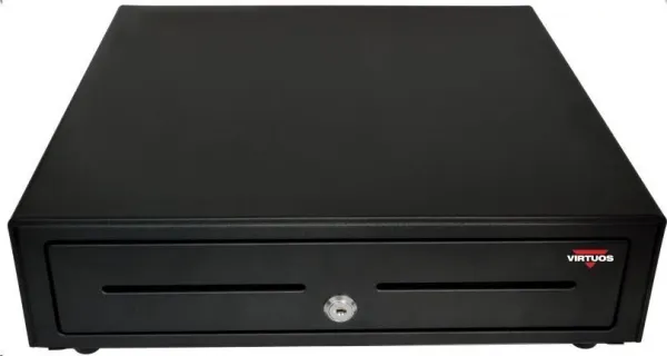 Virtuos pokladní zásuvka S-410C - s kabelem, pořadač 4/8, 9-24V, černá