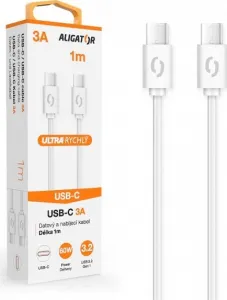 ALIGATOR Datový kabel POWER 3A, USB-C/USB-C, bílý