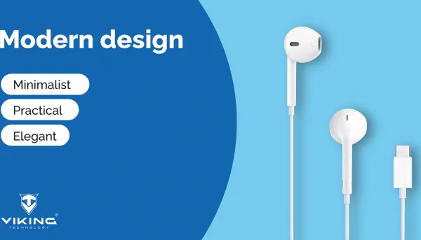Viking stereo sluchátka s mikrofonem V15, konektor USB-C, bílá