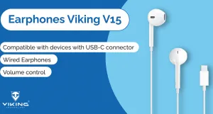Viking stereo sluchátka s mikrofonem V15, konektor USB-C, bílá