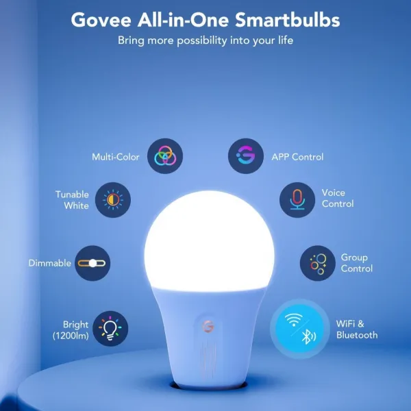 Govee Smart žárovka RGBWW 12W-85W 1200lm E27 Long Life