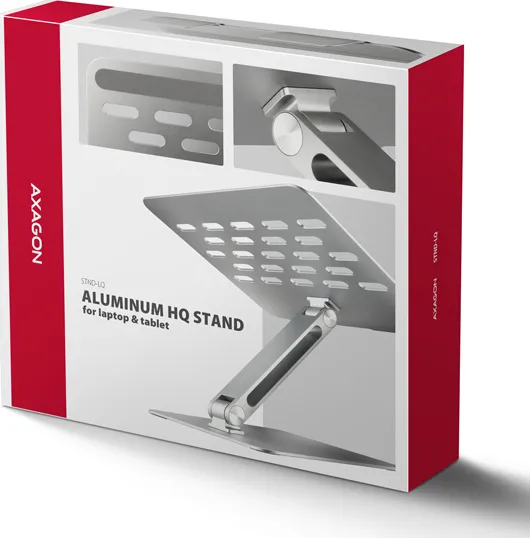 AXAGON STND-LQ, hliníkový HQ stojan pre notebooky 10" - 16", nastaviteľná výška a uhol