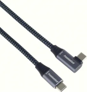 PREMIUMCORD USB-C zahnutý kabel (USB 3.2 Gen2x2, 5A, 100W, 20Gbit/s) 3m, Šedá