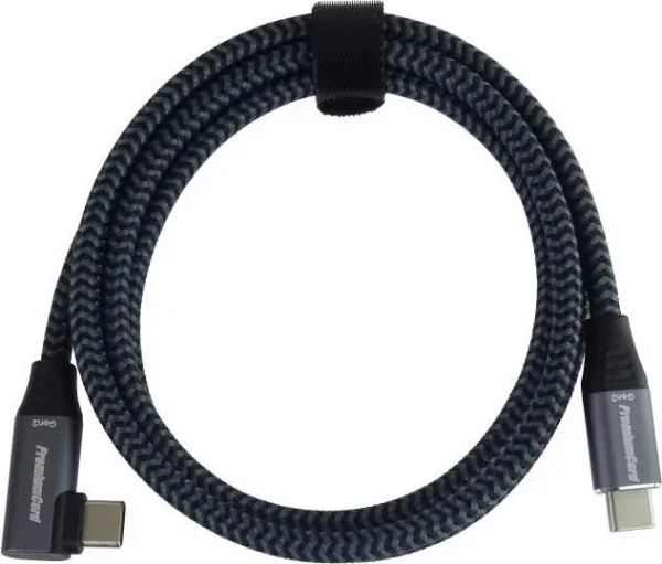 PREMIUMCORD USB-C zahnutý kabel (USB 3.2 Gen2x2, 5A, 100W, 20Gbit/s) 3m, Šedá