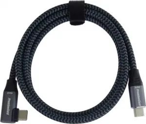PREMIUMCORD USB-C zahnutý kabel (USB 3.2 Gen2x2, 5A, 100W, 20Gbit/s) 3m, Šedá