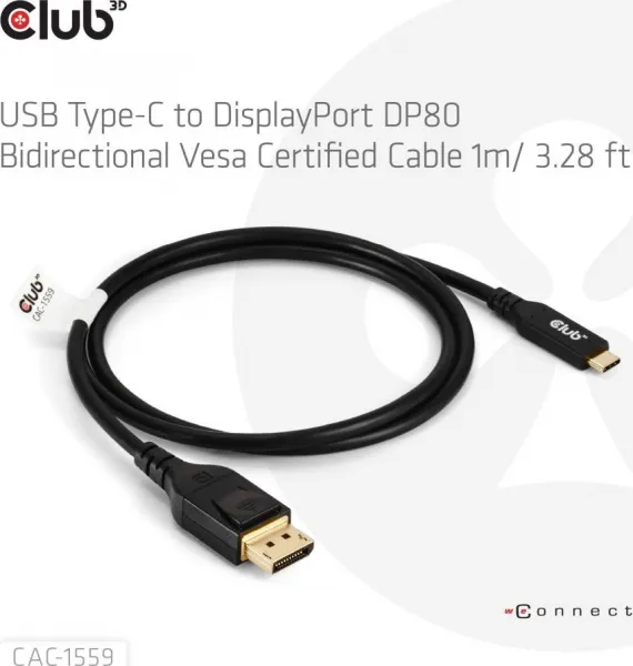Club 3D Club3D Kabel USB-C na DisplayPort 2.1, 10K60Hz, DSC1.2, UHBR10, 1m