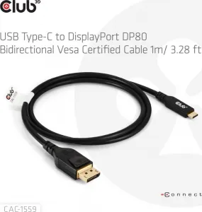 Club 3D Club3D Kabel USB-C na DisplayPort 2.1, 10K60Hz, DSC1.2, UHBR10, 1m