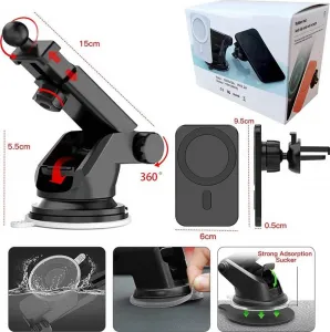 1stCOOL bezdrátová QI nabíječka 15W, magnetická, do auta, MagSafe kompatibilní, bílá