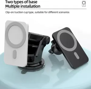 1stCOOL bezdrátová QI nabíječka 15W, magnetická, do auta, MagSafe kompatibilní, bílá
