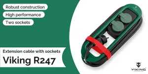 Viking síťová prodlužovací zásuvka R247, 2x AC 230V, IP44, délka 4,7 m