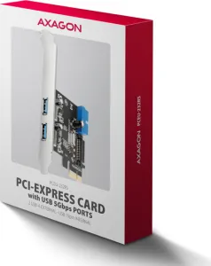 AXAGON PCEU-232RS, PCIe radič, 2+2x USB 5Gbps port, SATA napájanie, Renesas PD720201, SP & LP