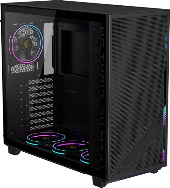 GIGABYTE case GB-AC400G ST, Mid Tower, 1x USB-C, 2x USB3.0, Průhledná bočnice, 4x ARGB 120mm Fan, černá