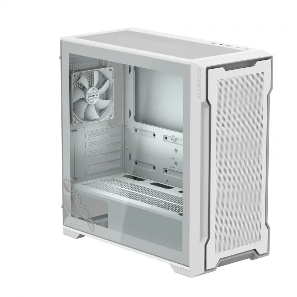 GIGABYTE case GB-C102GI, Mid Tower, 2x USB3.0, Průhledná bočnice, 2x 120mm Fan, bílá