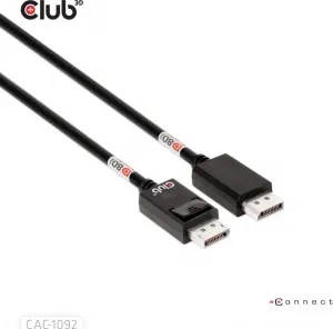 Club 3D Club3D Kabel DisplayPort 2.1 na DisplayPort 2.1, VESA DP80, 4K240Hz/8K60Hz/10K60Hz (M/M), 1.6m, černá