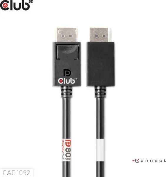 Club 3D Club3D Kabel DisplayPort 2.1 na DisplayPort 2.1, VESA DP80, 4K240Hz/8K60Hz/10K60Hz (M/M), 1.6m, černá