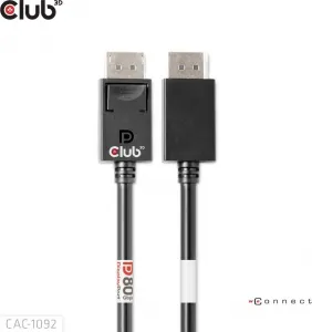 Club 3D Club3D Kabel DisplayPort 2.1 na DisplayPort 2.1, VESA DP80, 4K240Hz/8K60Hz/10K60Hz (M/M), 1.6m, černá
