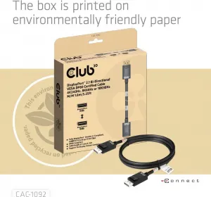 Club 3D Club3D Kabel DisplayPort 2.1 na DisplayPort 2.1, VESA DP80, 4K240Hz/8K60Hz/10K60Hz (M/M), 1.6m, černá