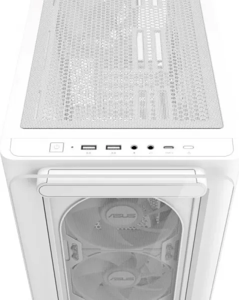 ASUS case A23 PLUS TG ARGB, Mini Tower, průhledná bočnice, 4x120mm ARGB Fan, bílá