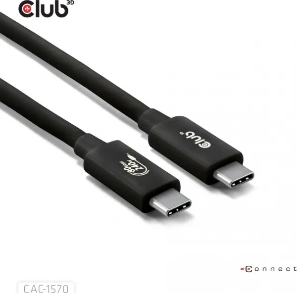 Club 3D Club3D Kabel USB4 v2 Typ-C, 80Gbps, Certifikovaný kabel, 4K540Hz, 8K240Hz, 16K60Hz, PD 240W, 1,2m