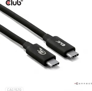 Club 3D Club3D Kabel USB4 v2 Typ-C, 80Gbps, Certifikovaný kabel, 4K540Hz, 8K240Hz, 16K60Hz, PD 240W, 1,2m