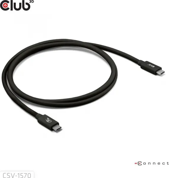 Club 3D Club3D Kabel USB4 v2 Typ-C, 80Gbps, Certifikovaný kabel, 4K540Hz, 8K240Hz, 16K60Hz, PD 240W, 1,2m