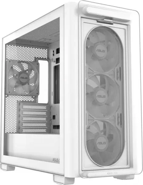 ASUS case A23 PLUS TG ARGB, Mini Tower, průhledná bočnice, 4x120mm ARGB Fan, bílá