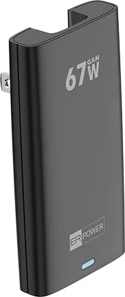 ER POWER Cestovná nabíjačka USB-C + USB-A, 67W, GaN