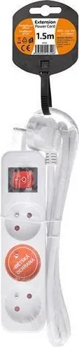 Solight prodlužovací přívod, 3 zásuvky, bílý, vypínač, 1,5m