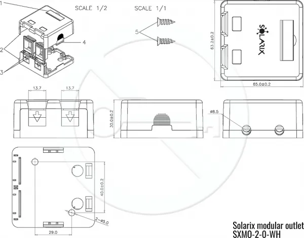 Solarix Zásuvka modulární pro 2 keystony na omítku bílá SXMO-2-0-WH