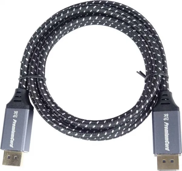 PremiumCord DisplayPort 1.4 přípojný kabel pro rozlišení 8K, kovové a zlacené konektory, 5m