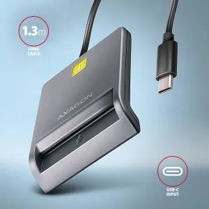 AXAGON CRE-SM3TC, USB-C FlatReader čítačka kontaktných kariet ID card (eID klient), kábel 1.2 m