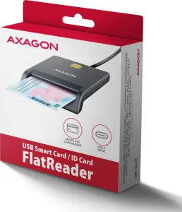 AXAGON CRE-SM3TC, USB-C FlatReader čítačka kontaktných kariet ID card (eID klient), kábel 1.2 m
