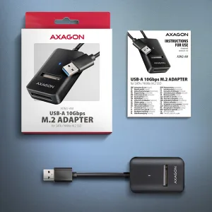 AXAGON ADM2-AM USB-A 10Gbps - M.2 NVMe & SATA SSD adaptér, kábel USB-A 10cm