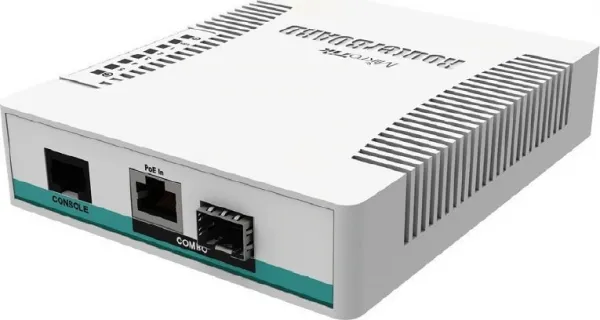 MikroTik Cloud Router Switch CRS106-1C-5S, 400MHz CPU, 128MB RAM,1xGLAN/SFP, 5xSFP slot, vrátane. Licencia L5