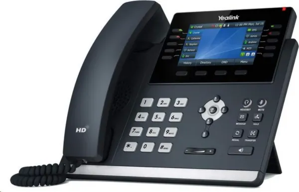 IP telefón Yealink SIP-T46U, 4,3" 480x272 farieb, 2x RJ45 10/100/1000, PoE, 16x SIP, 2x USB, bez adaptéra