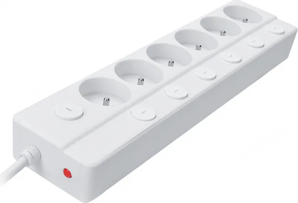 Solight 6z prodlužovací přívod, 3m, 3 x 1mm2, bílý, 6+1 vypínač