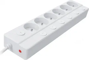Solight 6z prodlužovací přívod, 3m, 3 x 1mm2, bílý, 6+1 vypínač