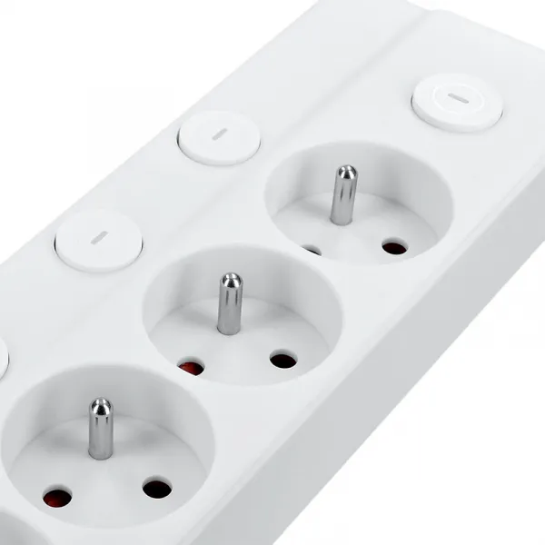 Solight 6z prodlužovací přívod, 3m, 3 x 1mm2, bílý, 6+1 vypínač