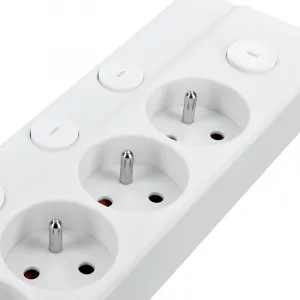 Solight 6z prodlužovací přívod, 3m, 3 x 1mm2, bílý, 6+1 vypínač