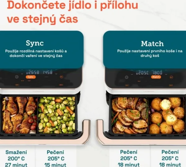 Cosori TF101S Dual blaze TwinFry 10l hozkovzdušná fritéza - bílá
