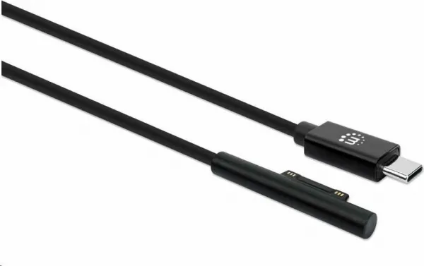 Manhattan nabíjací kábel, nabíjací kábel Surface Connect k USB-C (M/M), 15 V / 3 A, 1.8 m, čierna