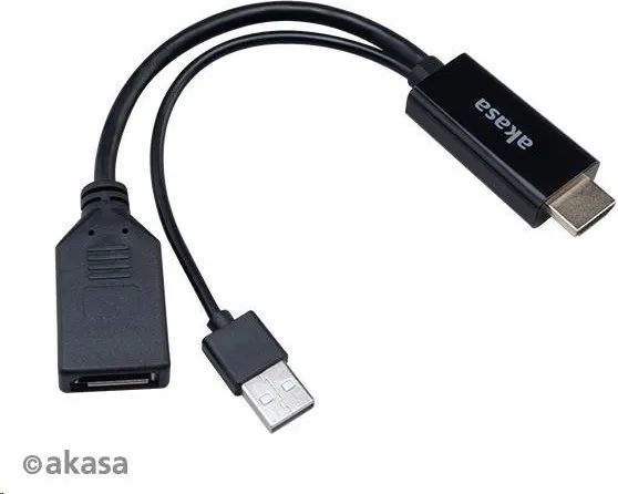 AKASA redukcia z HDMI na DisplayPort, s napájacím káblom USB 4K@60Hz, 25 cm