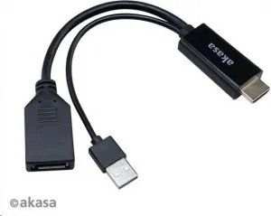 AKASA redukcia z HDMI na DisplayPort, s napájacím káblom USB 4K@60Hz, 25 cm