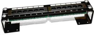 10" Patch panel LEXI-Net 12port, UTP, Cat5E, duální svorkovnice, černý