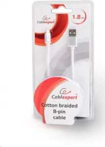 GEMBIRD CABLEXPERT USB 2.0 Nabíjací a synchronizačný kábel Lightning (IP5 a vyšší), opletený, 1,8 m, strieborný, lesklý